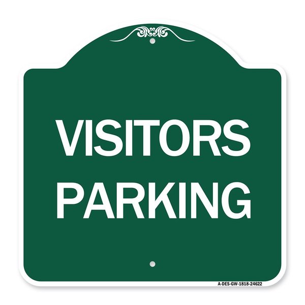 Signmission Parking Lot Sign Visitors Parking, Green & White Aluminum Sign, 18" x 18", GW-1818-24622 A-DES-GW-1818-24622